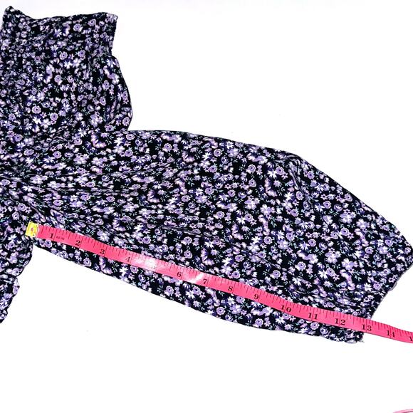 Zara Purple Floral Ruffle Long Sleeve Drawstring Ruched Crop Top Size S - Picture 16 of 16